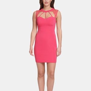 NWT Guess lace trim Bodycon dress sz 10 pink